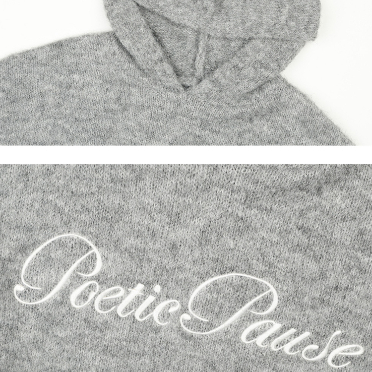 レタリングフードウールニット