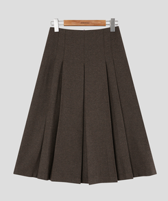 ヘリンボーンウールプリーツミディスカート
