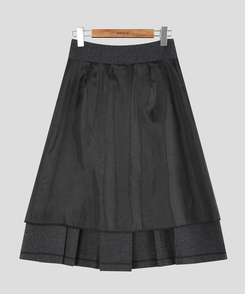 ヘリンボーンウールプリーツミディスカート