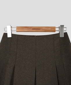 ヘリンボーンウールプリーツミディスカート