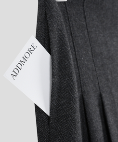 ヘリンボーンウールプリーツミディスカート