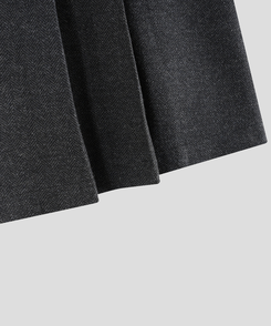 ヘリンボーンウールプリーツミディスカート