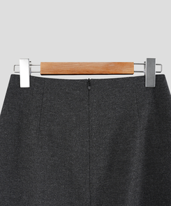 ヘリンボーンウールプリーツミディスカート