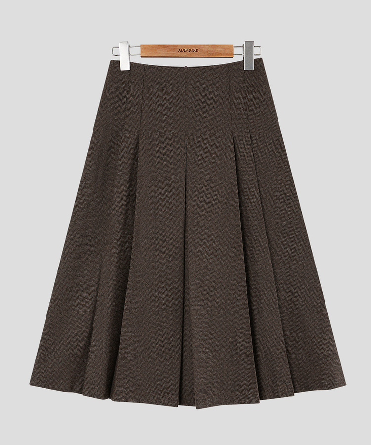 ヘリンボーンウールプリーツミディスカート