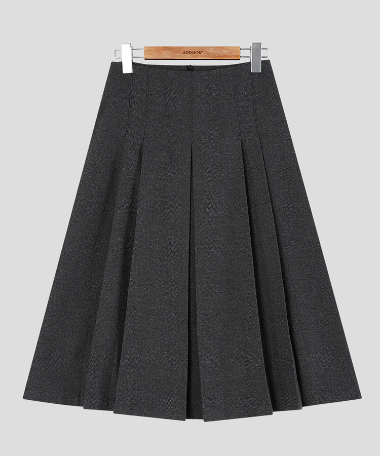 ヘリンボーンウールプリーツミディスカート