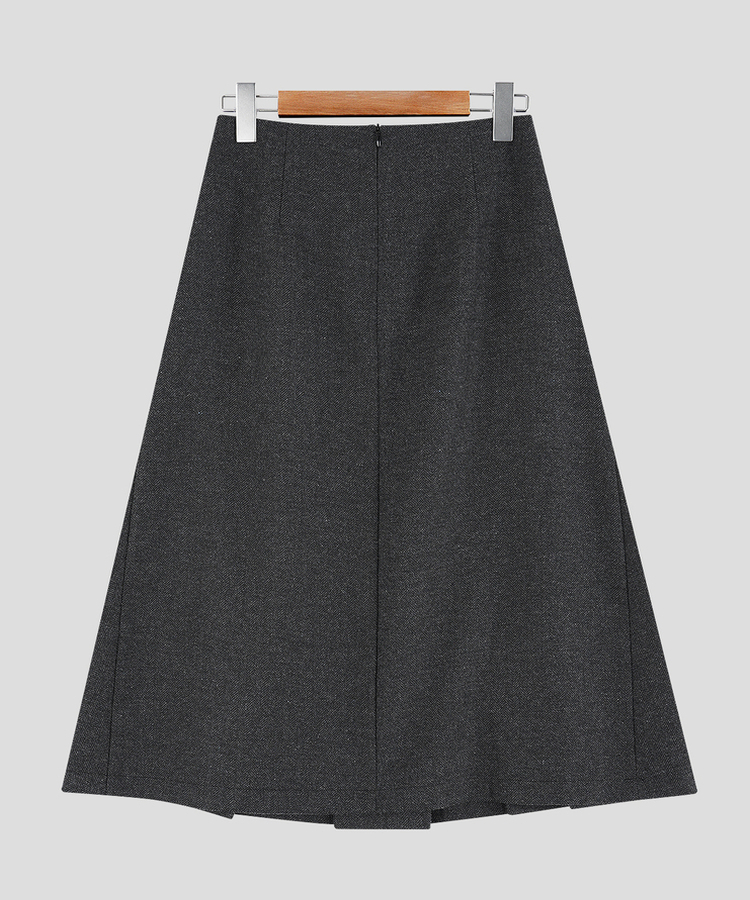 ヘリンボーンウールプリーツミディスカート