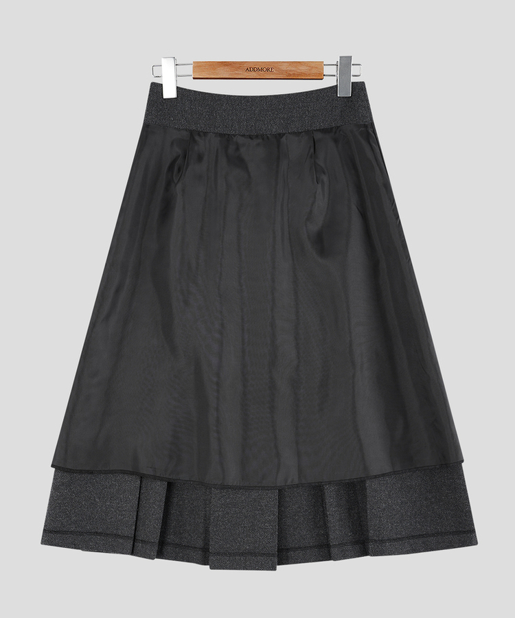 ヘリンボーンウールプリーツミディスカート
