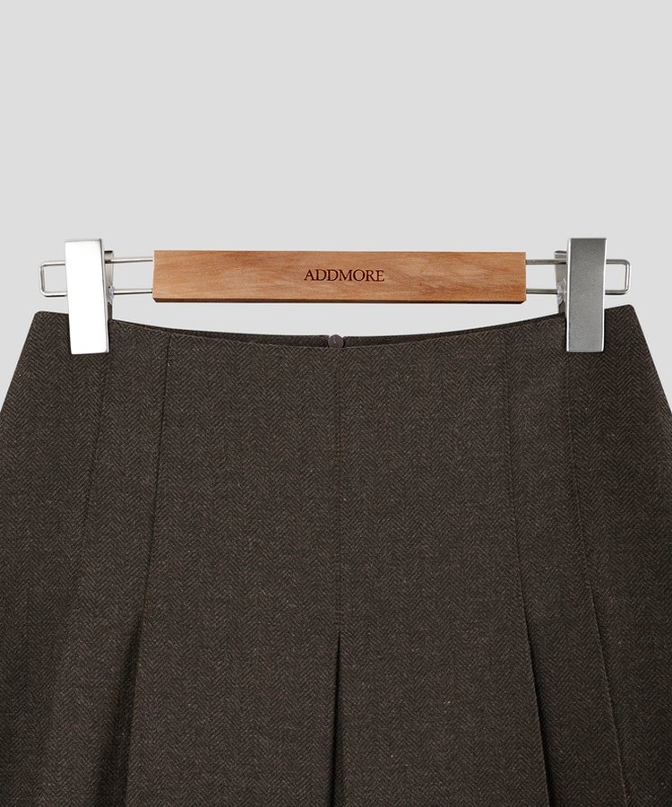 ヘリンボーンウールプリーツミディスカート