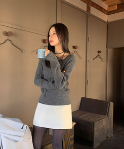 ウールオフショルダーニット CHARCOAL