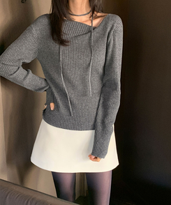 ウールオフショルダーニット CHARCOAL