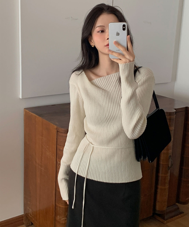 ウールオフショルダーニット CREAM