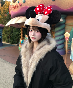 후드 퍼 누빔 패딩 점퍼 안감기모 블랙