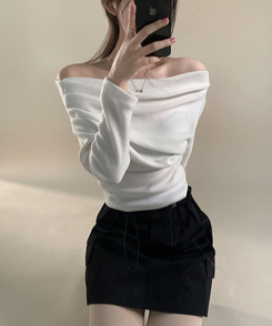 シャーリングドレープオフニット(5color) IVORY