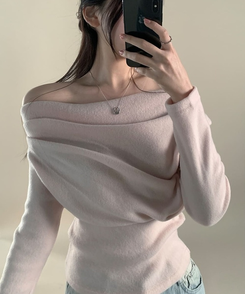 シャーリングドレープオフニット(5color) APRICOT