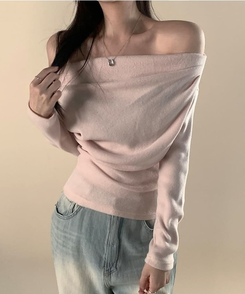 シャーリングドレープオフニット(5color) APRICOT