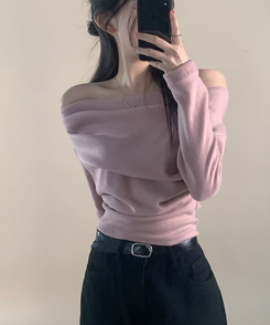 シャーリングドレープオフニット(5color) PINK