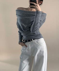 シャーリングドレープオフニット(5color) GREY