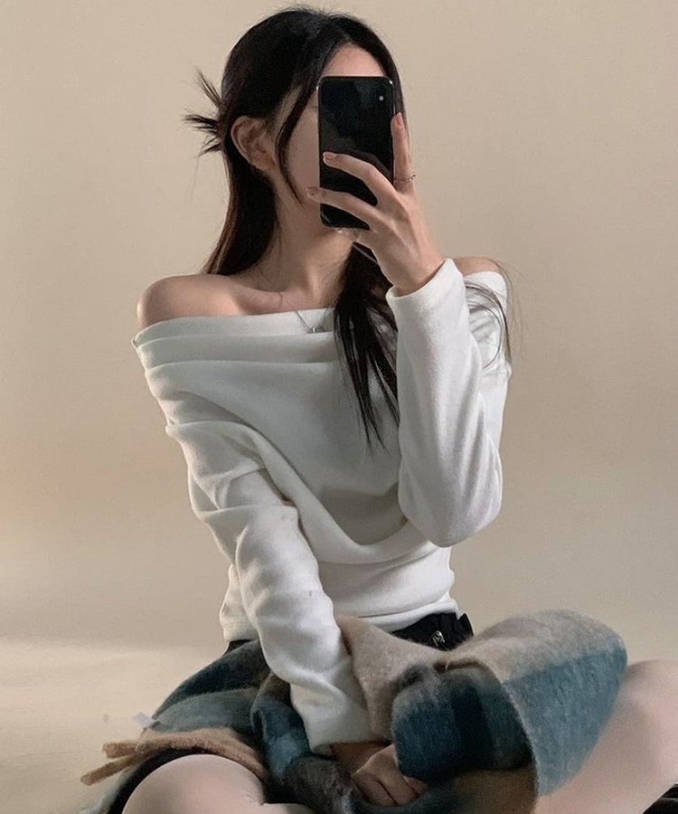 シャーリングドレープオフニット(5color) IVORY