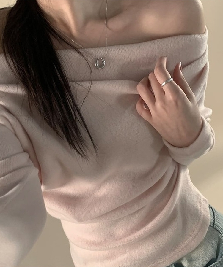 シャーリングドレープオフニット(5color) APRICOT