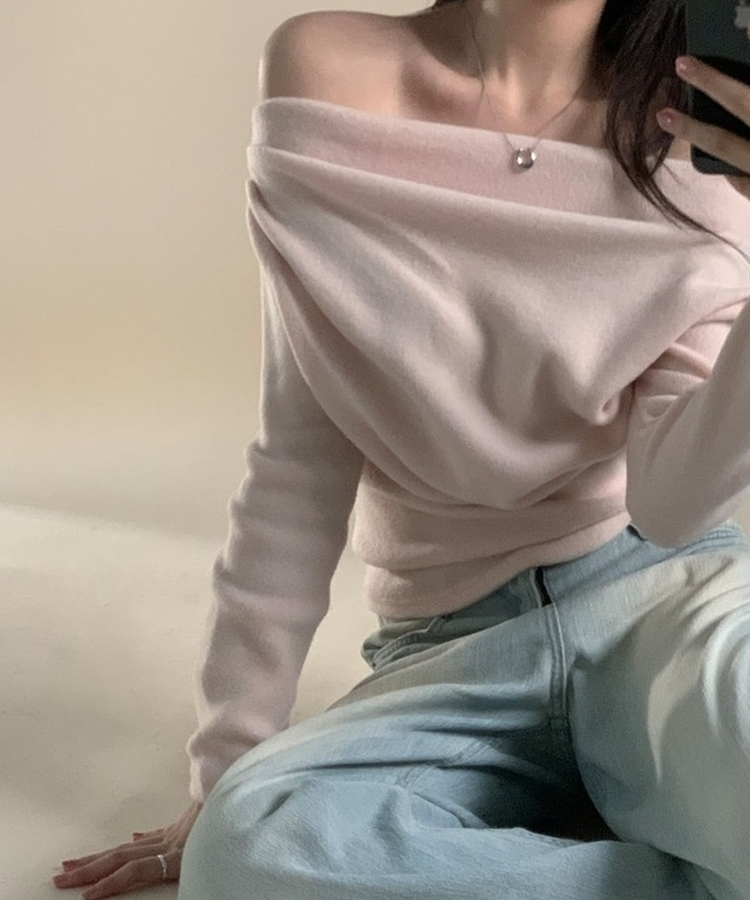 シャーリングドレープオフニット(5color) APRICOT