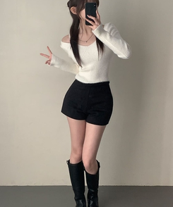 アンゴラショルダースリットニット IVORY