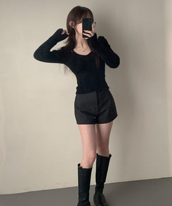 アンゴラショルダースリットニット BLACK