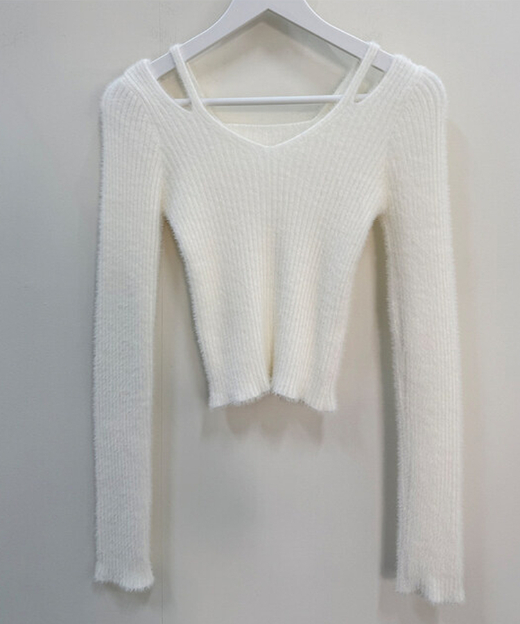 アンゴラショルダースリットニット