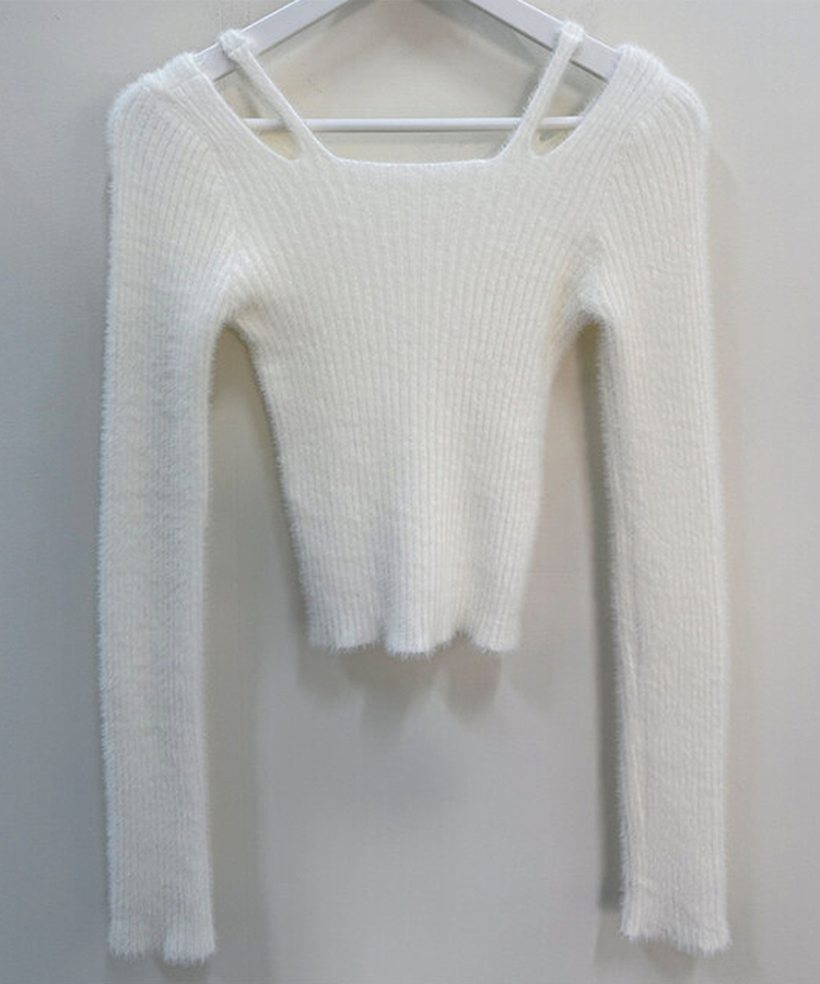 アンゴラショルダースリットニット