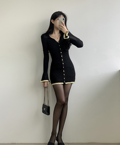 ゴールドボタンミニワンピース BLACK