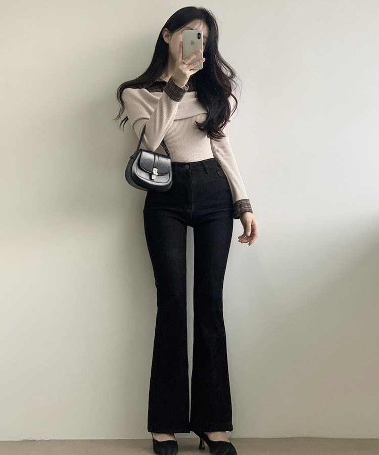 チェックシャツレイヤードブラウス BEIGE