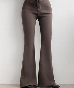 【起毛】ブーツカットロングパンツ BROWN