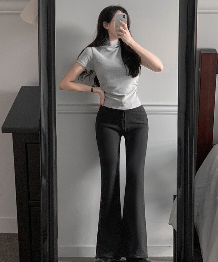 【起毛】ブーツカットロングパンツ CHARCOAL