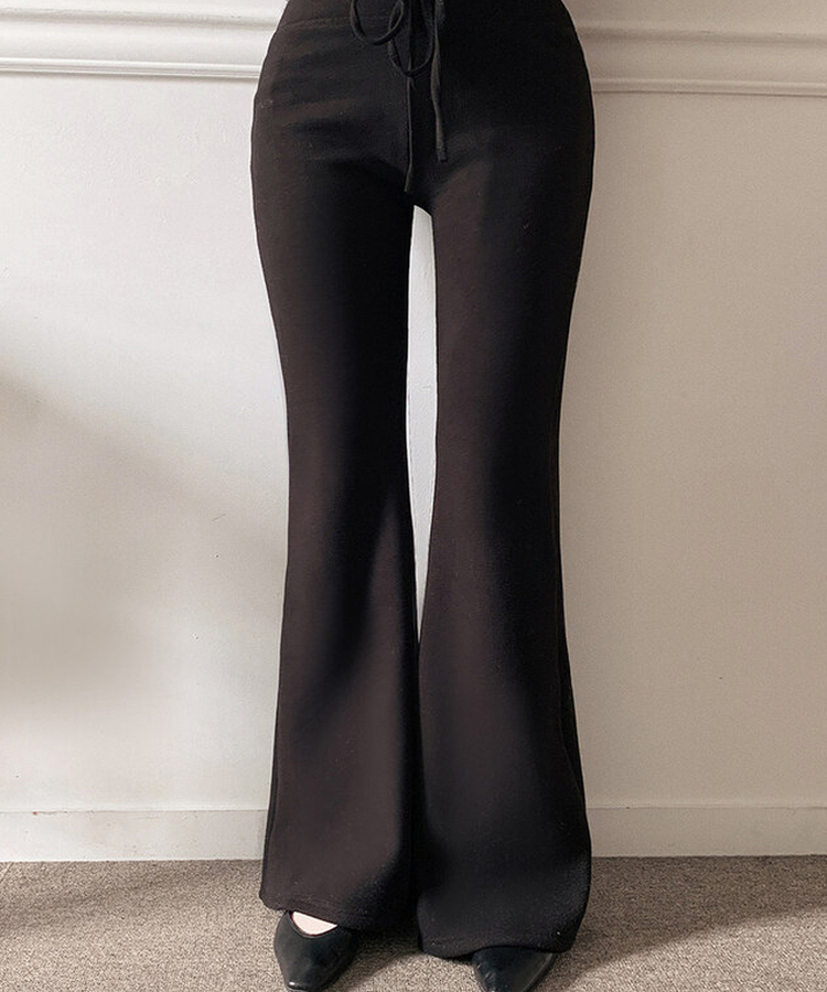 【起毛】ブーツカットロングパンツ BROWN