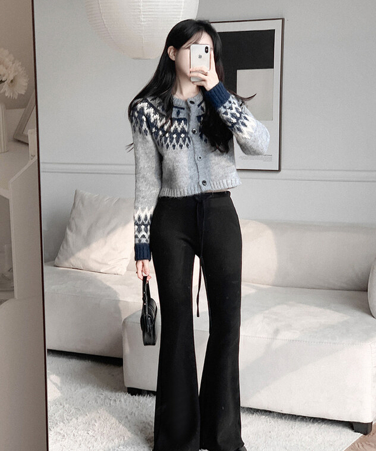 【起毛】ブーツカットロングパンツ BLACK