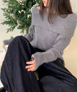 フォールディングオフニット GREY