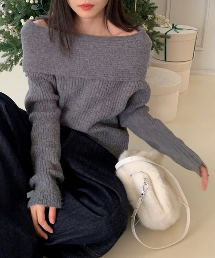 フォールディングオフニット GREY