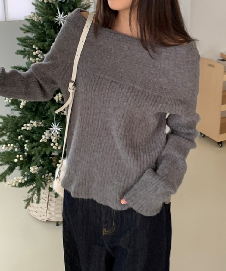 フォールディングオフニット GREY