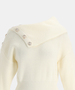 オフショルダーボタンワンピース