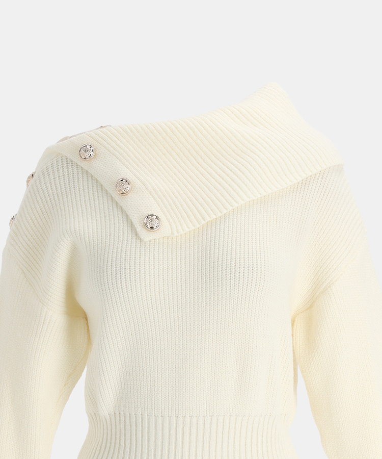 オフショルダーボタンワンピース