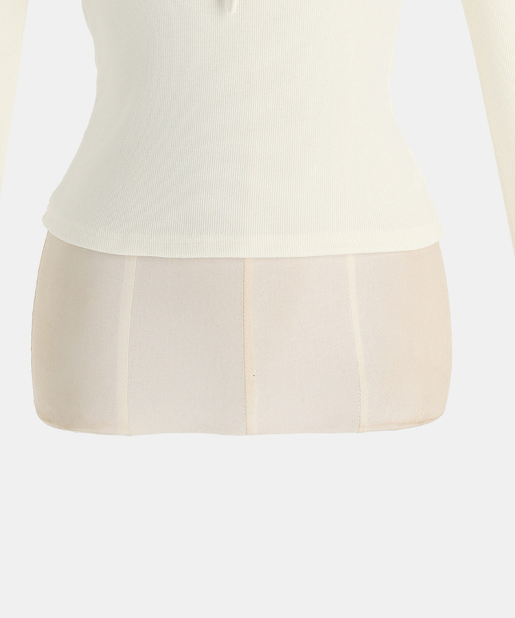 リボンファーカラーニット