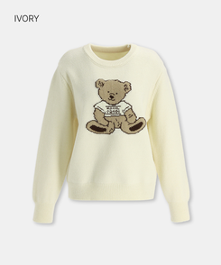 ベアーラウンドネックニット IVORY