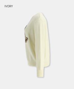 ベアーラウンドネックニット IVORY