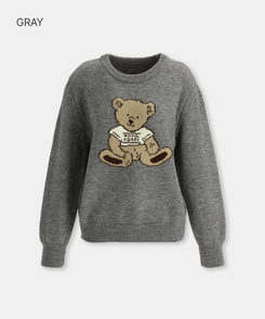 ベアーラウンドネックニット GRAY