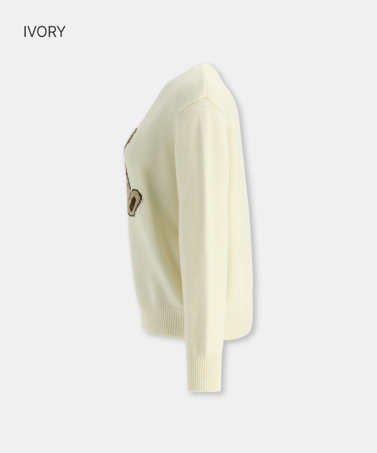 ベアーラウンドネックニット IVORY