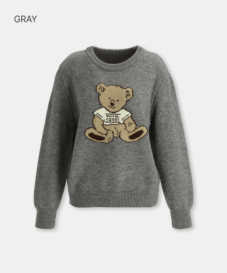 ベアーラウンドネックニット GRAY