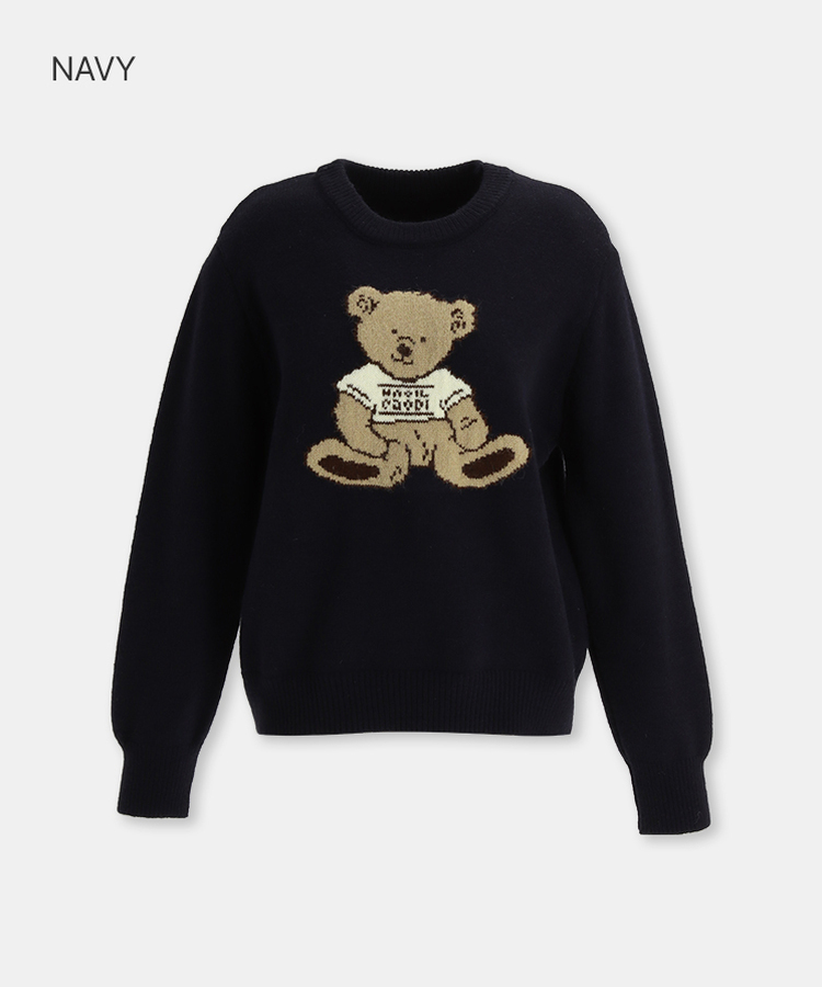 ベアーラウンドネックニット NAVY