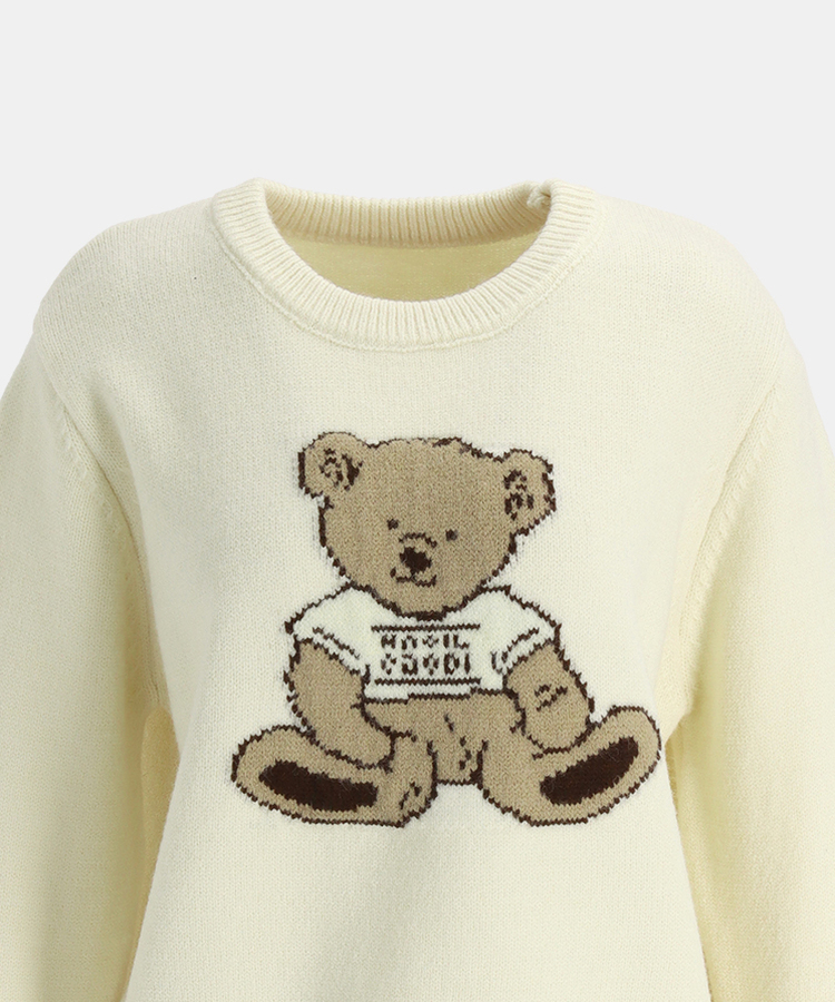 ベアーラウンドネックニット