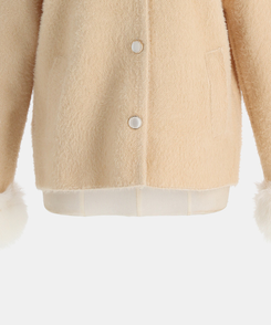 ファーカラーボタンカーディガン