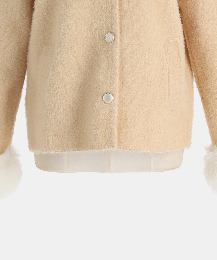 ファーカラーボタンカーディガン