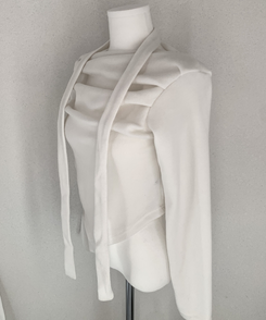 【タイ付き】ドレープブラウス長袖Tシャツ